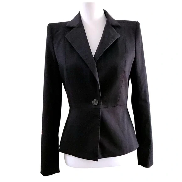 Alice Olivia Black Fitted Peplum Blazer Jacket NO SIZE TAG - Picture 1 of 12